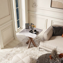 Marble top End table (Brown  And White And Copper)