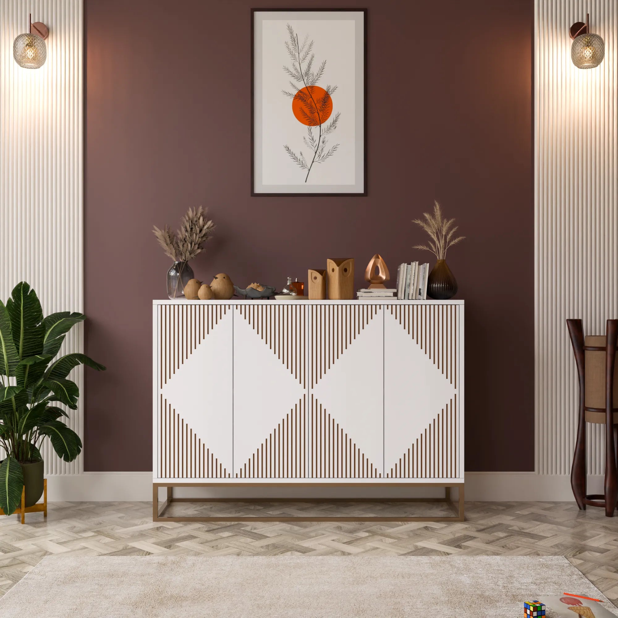 Console Table (Golden And White)