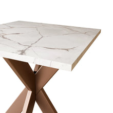 Marble top End table (Brown  And White And Copper)