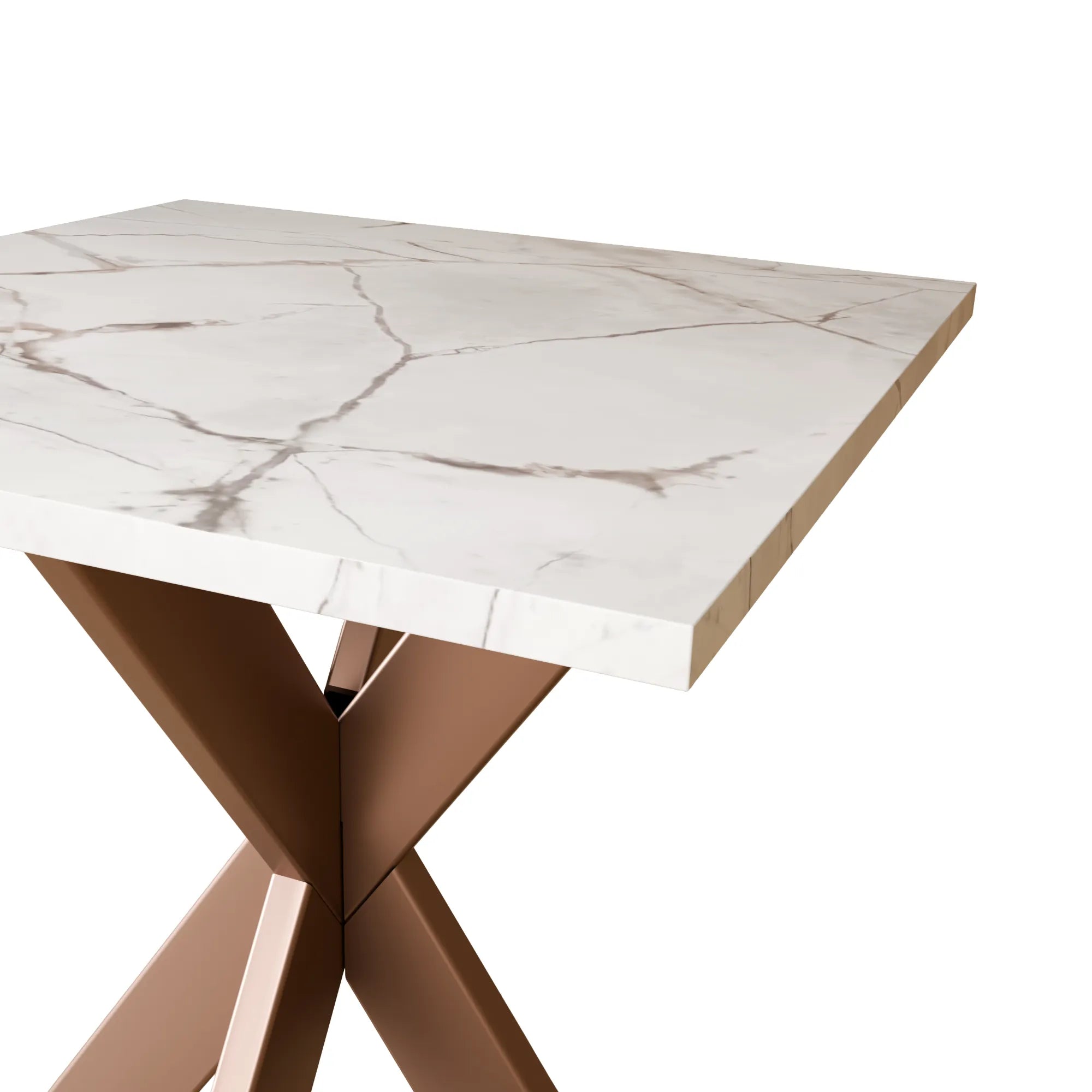 Marble top End table (Brown  And White And Copper)