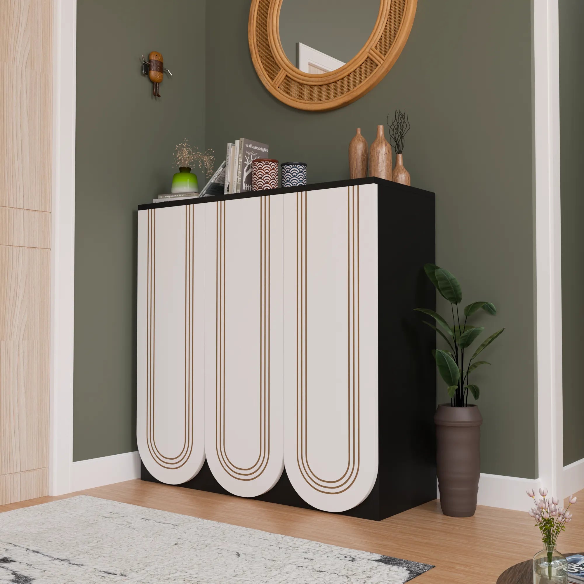 Floor Cabinet (Black And White)