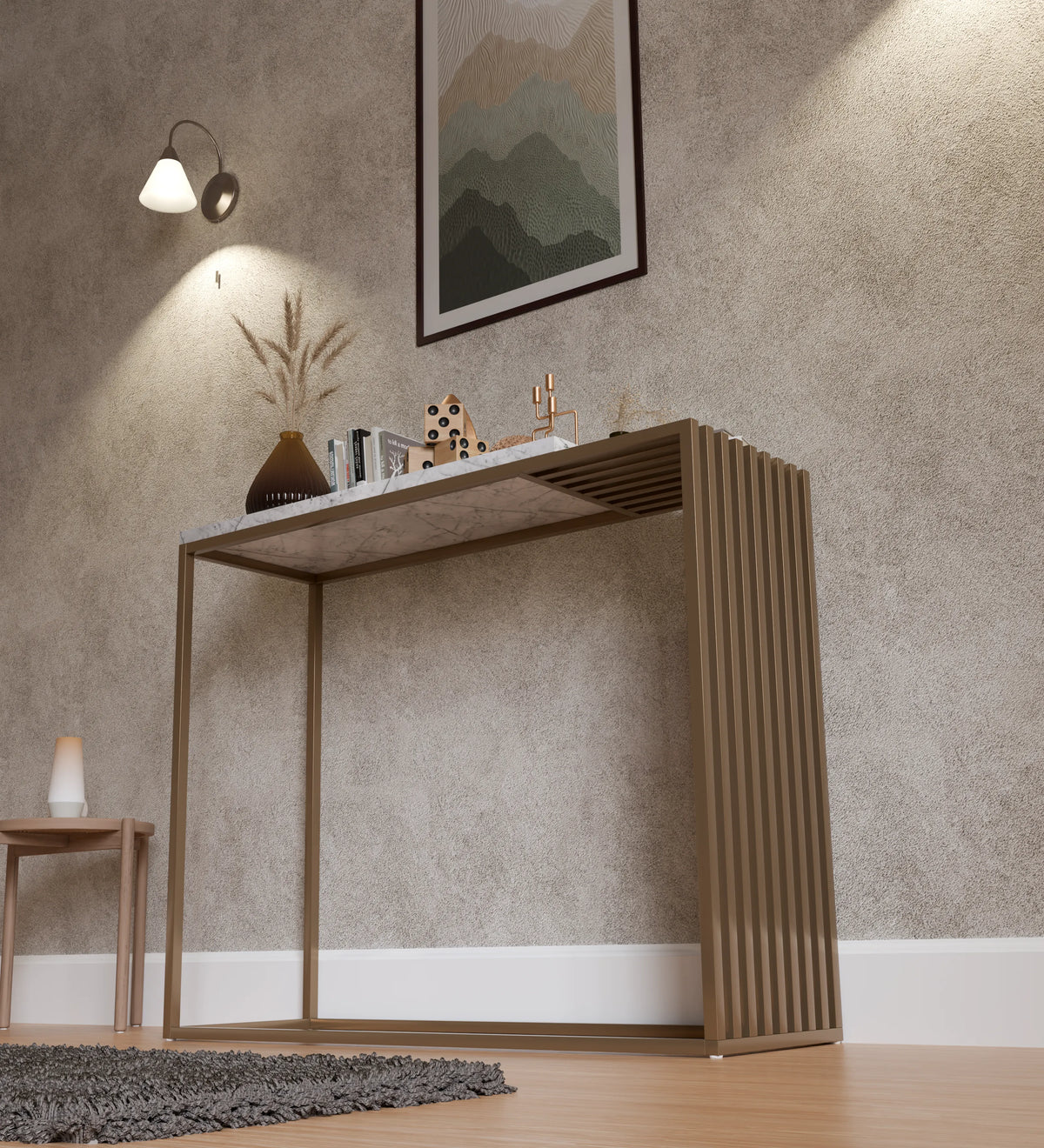 Floor Cabinet (Golden & White)