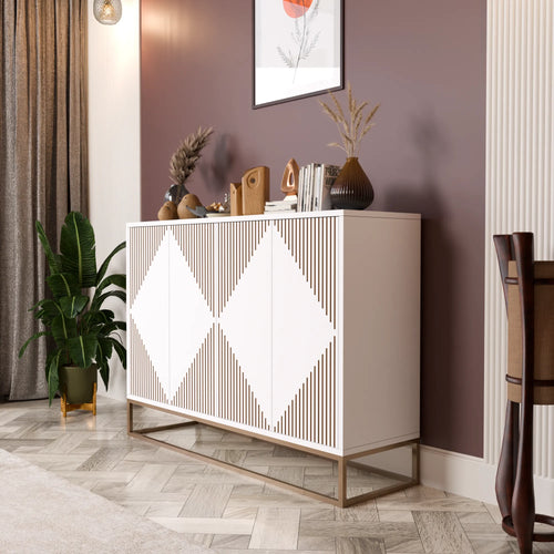 Console Table (Golden And White)