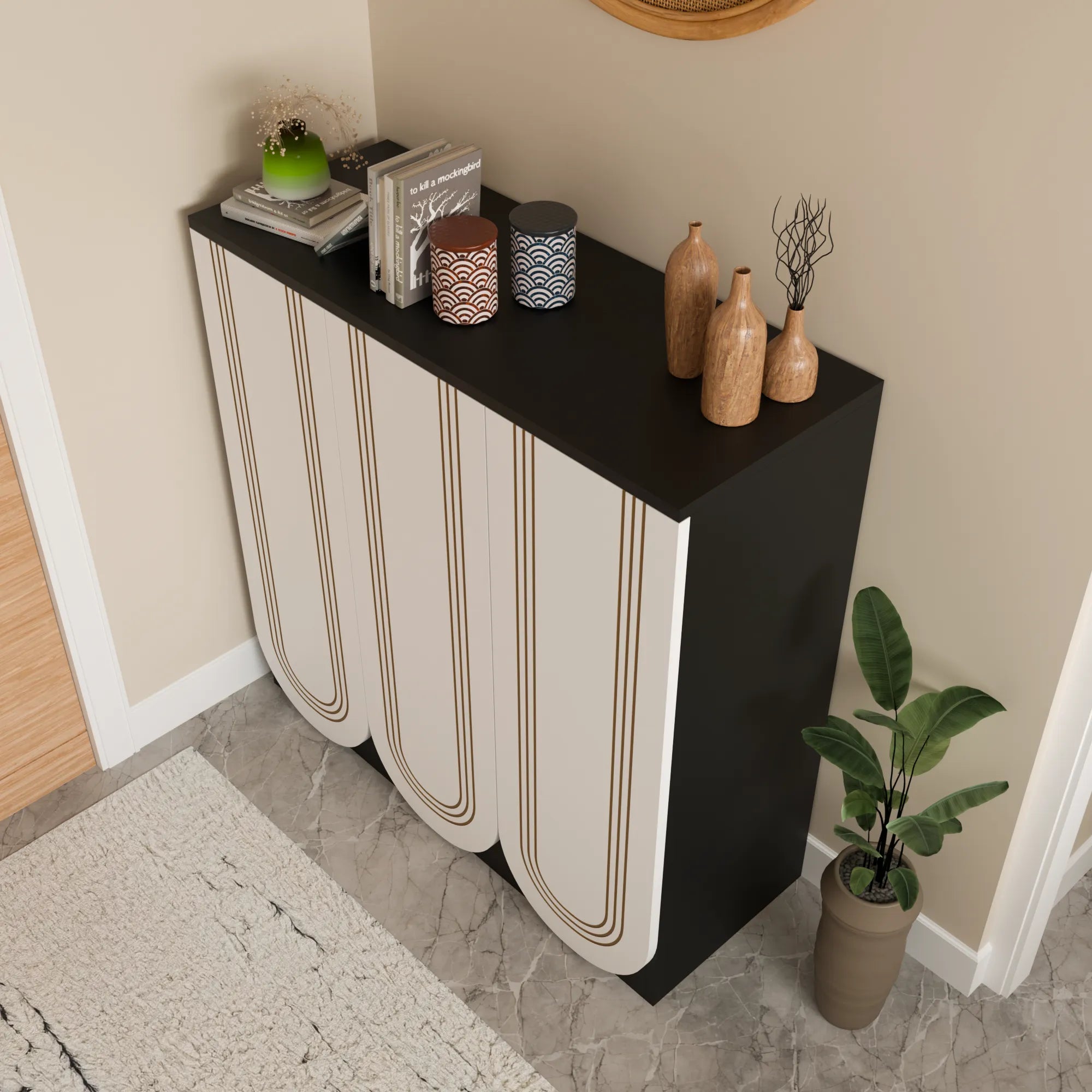 Floor Cabinet (Black And White)