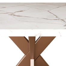 Marble top End table (Brown  And White And Copper)