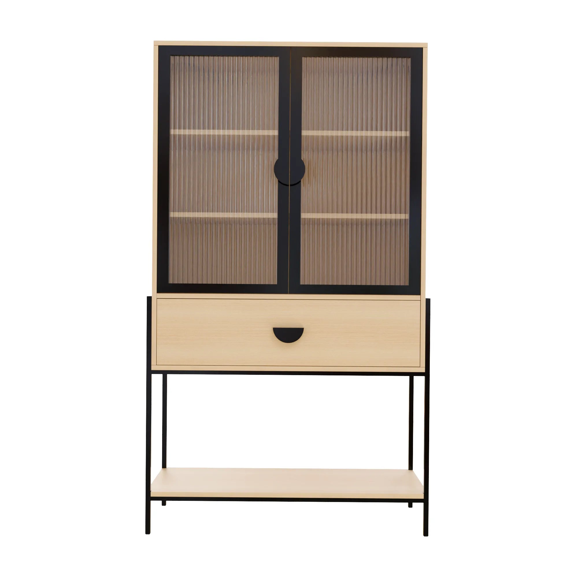 Metal Bar Cabinet (Wooden & Black)