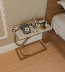 C End Table (Black And White And Golden)