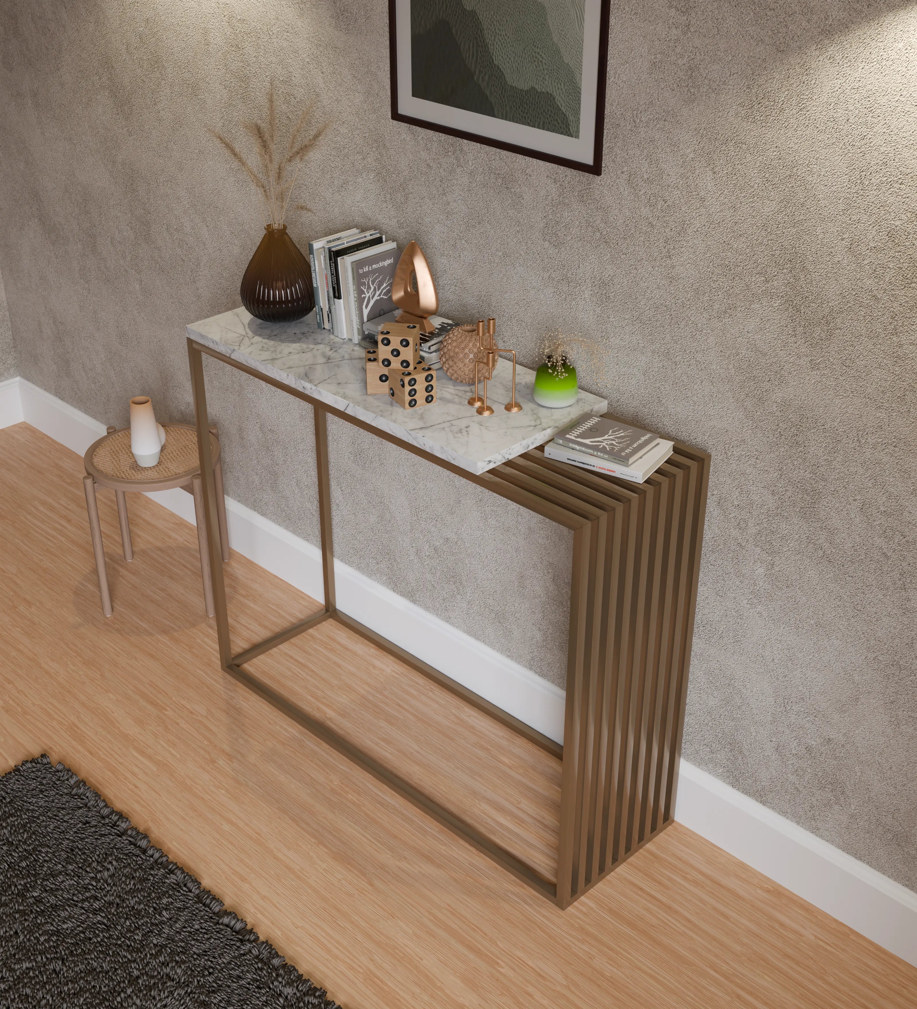 Floor Cabinet (Golden & White)