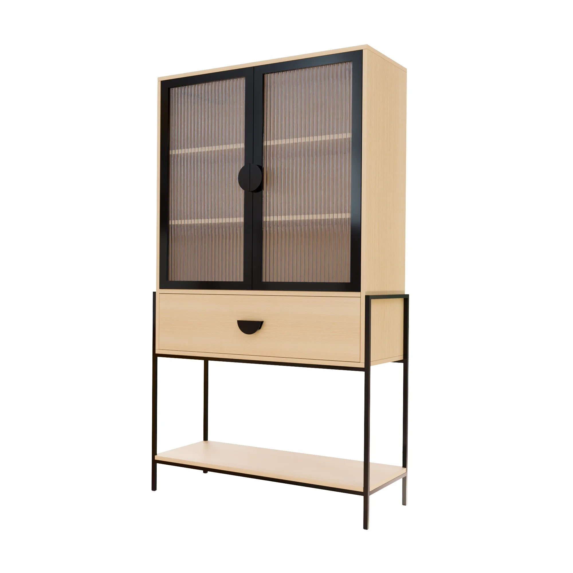 Metal Bar Cabinet (Wooden & Black)