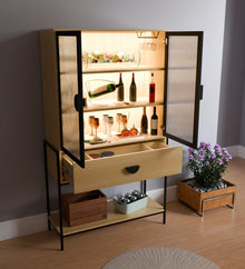 Metal Bar Cabinet (Wooden & Black)