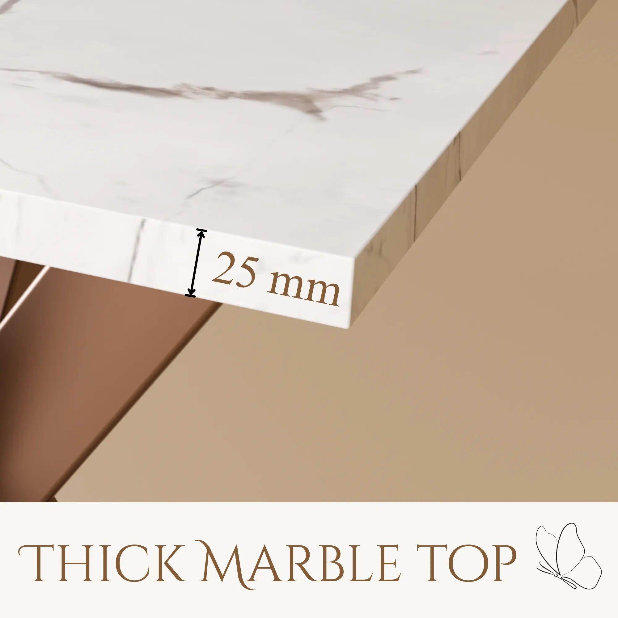 Marble top End table (Brown  And White And Copper)